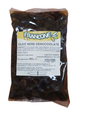 Оливки испанские черные без косточки в розсоле FRANCONE, 500 г 0630 фото